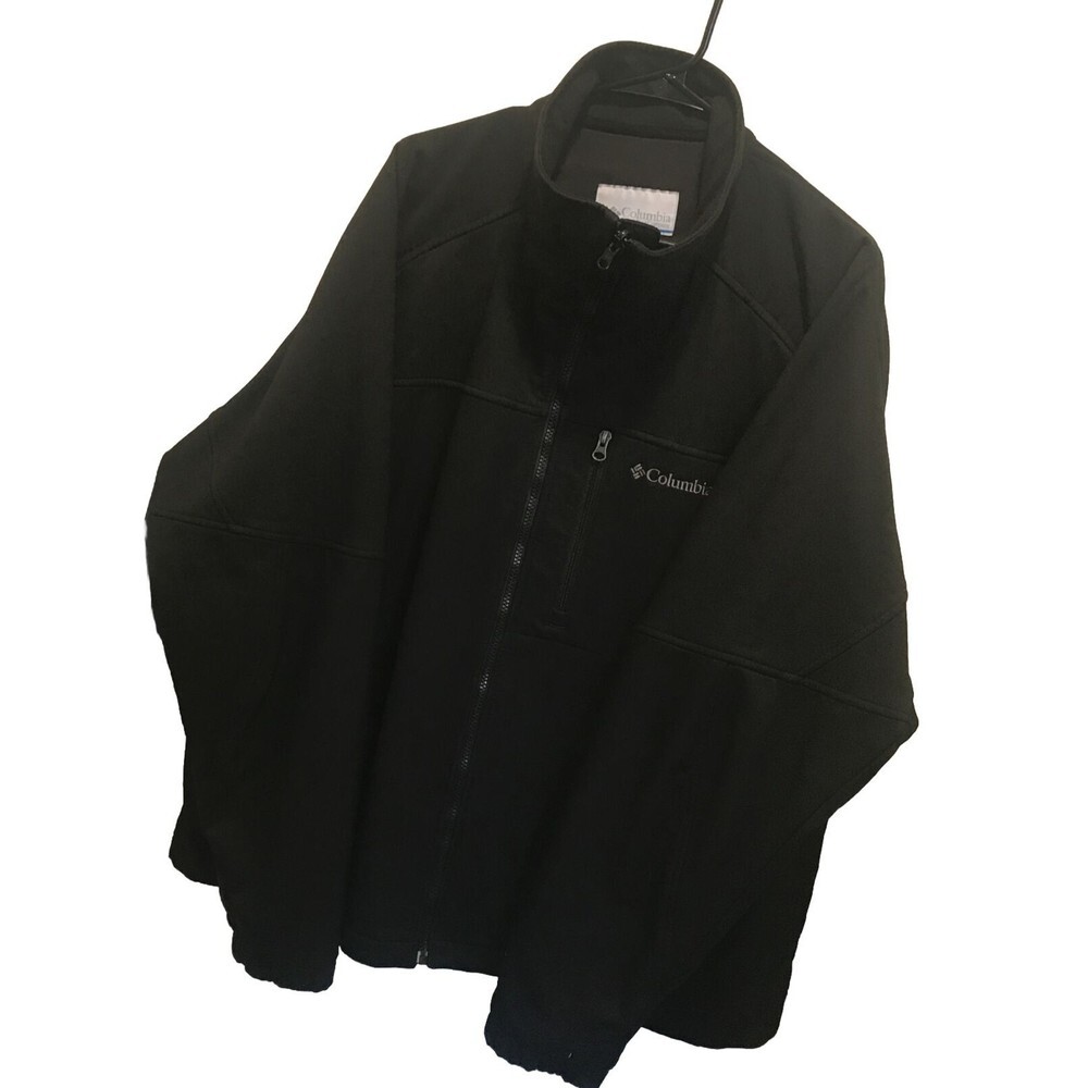 Men’s Black Columbia Jacket Softshell Smooth Spiral Full Zip Pockets Size XXL